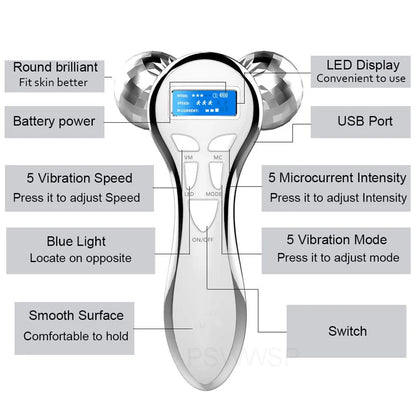 Roller Facial Massager With Microcurrent